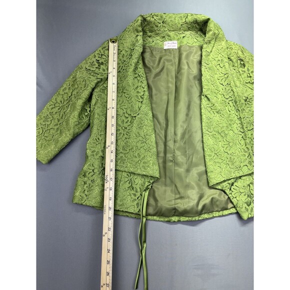 VTG Hand Made by Minnie Griffith Green Lace Floral Jacket XS/S - Picture 4 of 15